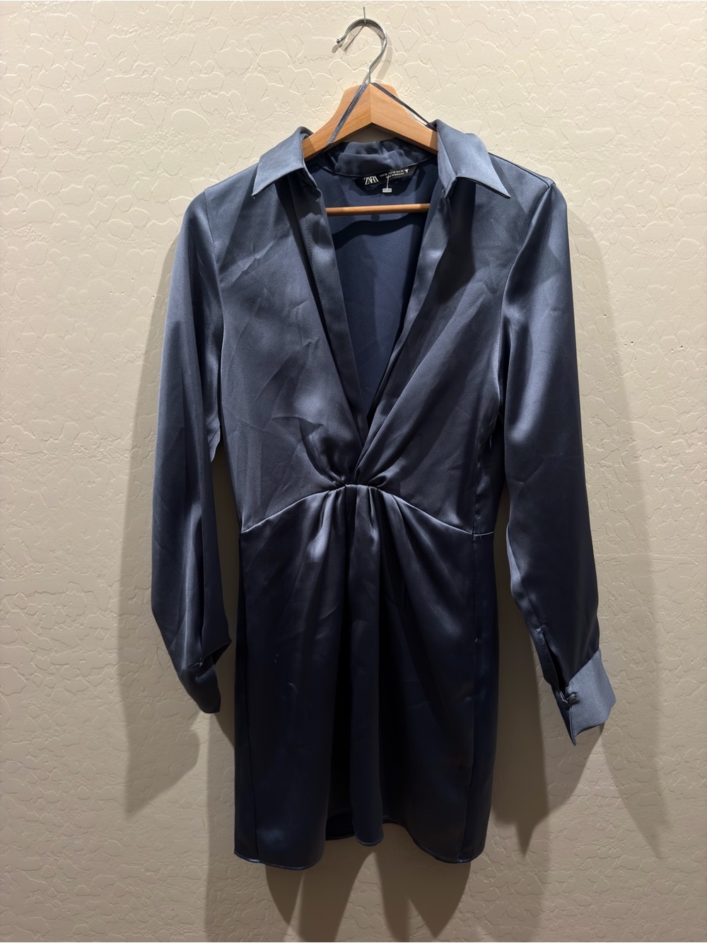 Zara Navy Blue Satin-Look Jacket